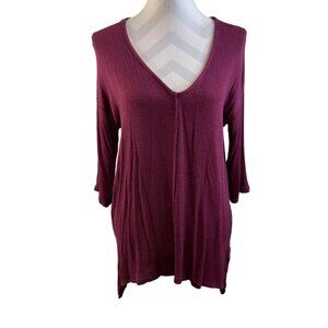 Balkin Quarter Sleeve Small Light Weight Sweater Maroon Ribbed